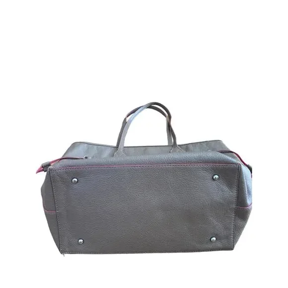 Lodis Bliss Tan And Pink Large Pebbled Leather Tote Bag - Picture 7 of 9